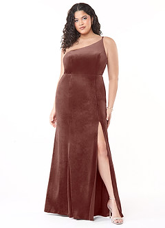 Azazie Kala Bridesmaid Dresses Rustic Rose A-Line One Shoulder Velvet Dress image8