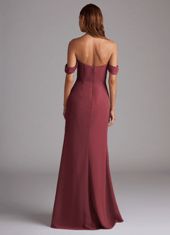 Azazie Saige Brautjungfernkleider Wandelbar A-Linie Schulterfrei Chiffon Kleid Merlot image7