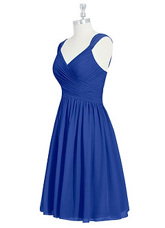 Azazie Angie Brautjungfernkleider A-Linie Korsett Chiffon Kleid Königsblau image9