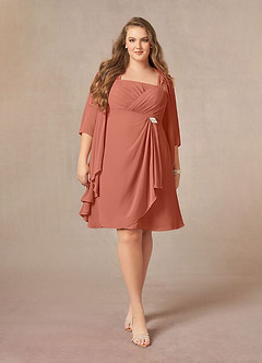 Azazie Olivia Vestidos para mãe da noiva Vestido Argila de Chiffon de Linha A com Plissado image7