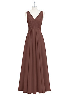 Azazie Flora Bridesmaid Dresses Espresso A-Line Pleated Chiffon Dress image7
