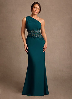Azazie Kathie Mère de la mariée Robes Robe Sirène en Mousseline de soie Dentelle Vert Pin image1
