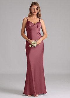 Azazie Suttona Brautjungfernkleider A-Linie Plissee Stretch-Satin Kleid Wüstenrose image6