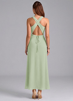 Azazie Evadne Brautjungfernkleider Etui Plissee Chiffon Kleid Staubiger Salbeigrün image6