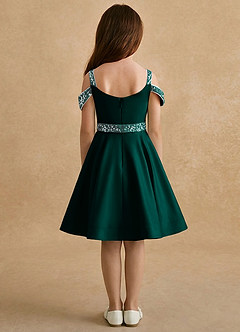 Azazie Judi Jurken voor bloemenmeisjes A-Lijn Jurk van Mat Satijn Pijnboom image2