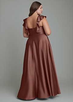 Azazie Leilani Bridesmaid Dresses Espresso A-Line Ruched Stretch Satin Dress image11