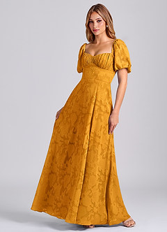 Azazie Mirian Brudtärnklänningar Klä av A-Linje i Blommig Utbrändhet Älskling Halsringning Knäck image3