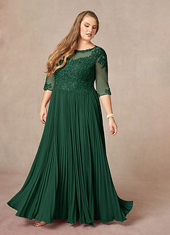 Azazie Corinne Mother of the Bride Dresses Dark Green A-Line Sequins Chiffon Dress image10