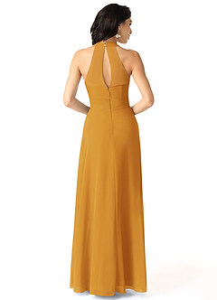 Azazie Danica Bridesmaid Dresses Butterscotch A-Line Pleated Chiffon Dress image2