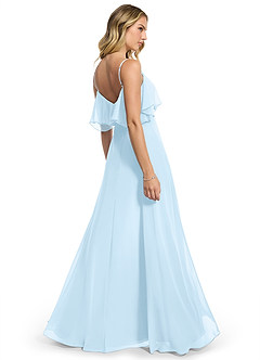 Azazie Jean Vestidos de damas de honor Vestido de Azul Cielo de Gasa de Corte en A Convertible image2