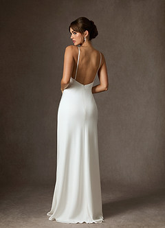 Azazie Caity Wedding Dresses Diamond White Fit and Flare Crepe Back Satin Dress image9