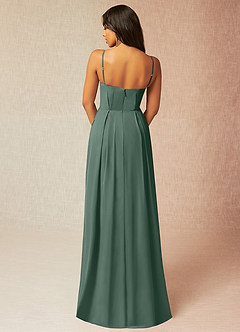 Azazie Kyedae Bridesmaid Dresses Sea Moss A-Line V-Neck Pleated Chiffon Dress image2