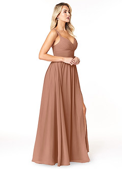 Azazie Chanel Robes de demoiselle d'honneur Robe Trapèze en Mousseline de soie Plissée Bronze image4