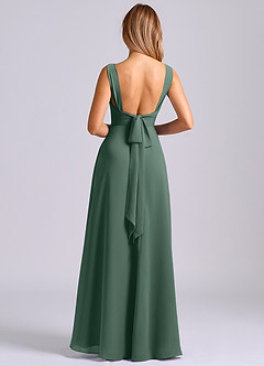 Azazie Beatrice At-home Try On Dresses Dusty Blue A-Line Sweetheart Neckline Chiffon Dress image2