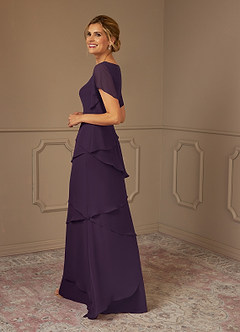 Azazie OHara Mother of the Bride Dresses Plum A-Line V-Neck Chiffon Dress image5