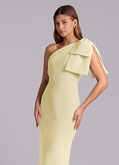 Azazie Yuanna Bridesmaid Dresses Lemon Sorbet Mermaid One Shoulder Chiffon Dress image7
