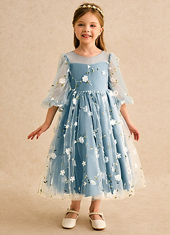 Azazie Elowen vestidos de niña de las flores Vestido Bermudas de Encaje de Línea A con Escote corazón image3