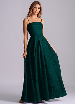 Azazie Lucienne Bridesmaid Dresses Pine A-Line Strapless Floral Burnout Dress image6