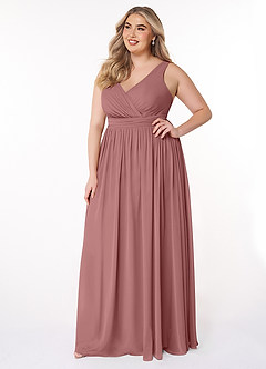 Azazie Kora Bridesmaid Dresses Desert Rose A-Line Pleated Chiffon Dress image9