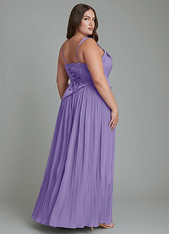 Azazie Stephanie Robes de demoiselle d'honneur Robe Trapèze en Satin extensible Plissé Tahiti image8