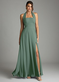 Azazie Tamira Suknie dla druhen Linia A Pofałdowany Szyfon Do ziemi Sukienka image1