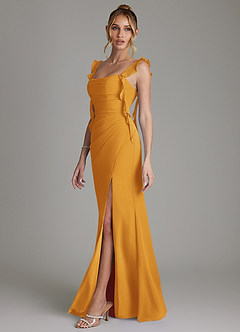 Azazie Jessamine 신부 들러리 드레스 인어 코르셋 쉬폰 바닥 길이 드레스 image5