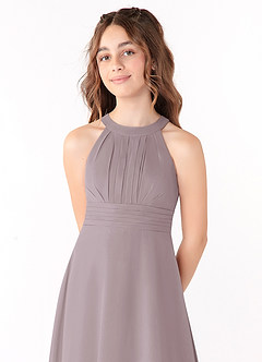 Azazie Linna Junior Dusk A-Line Pleated Chiffon Dress image4