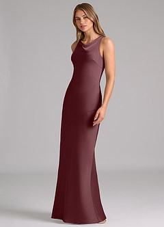 Azazie Allettie Robes de demoiselle d'honneur Robe Sirène en Satin extensible Sangria image4
