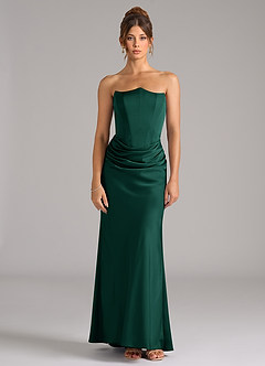 Azazie Debby Brautjungfernkleider Wandelbar Meerjungfrau-Linie Schulterfrei Stretch-Satin Kleid Smaragd image5