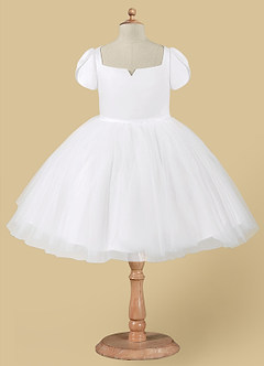 Azazie Malinda Vendita Finale Abito Principessa in Tulle Con Maniche Bianco image4