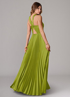 Azazie Afra Abiti da Damigella Abito A-Line in Raso Elasticizzato Plissettato Citronella image2