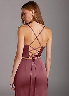 Azazie Brookelle Bridesmaid Dresses Desert Rose Sheath Sweetheart Corset Stretch Satin Dress image6