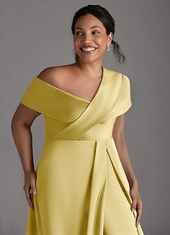 Azazie Milton Klänningar till brudens mor Klänning A-Line i Stretch Satin Plisserad Citronsorbet image13