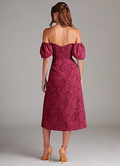 Azazie Evalina Bridesmaid Dresses Burgundy Sheath Floral Burnout Dress image6