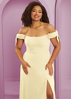 Barbie ♥ Azazie Bridesmaid Dresses Lemon Sorbet A-Line Off the Shoulder Chiffon Convertible Dress image11