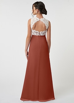 Azazie Rana Junior Auburn A-Line Lace Chiffon Dress image2
