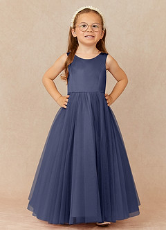 Azazie Muni Flower Girl Dresses Stormy A-Line Bow Tulle Dress image2