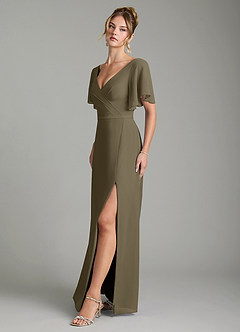 Azazie Ambrosia Bridesmaid Dresses Willow Green A-Line Pleated Chiffon Dress image4
