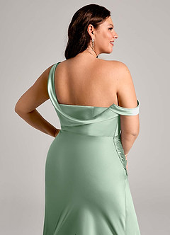 Azazie Madelyn Vestidos de damas de honor Vestido de Agave de Satén Elástico de Corte Sirena Convertible con Hombro unilateral image14