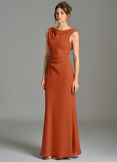 Azazie Kieryn Bridesmaid Dresses Burnt Orange Mermaid Pleated Chiffon Dress image3