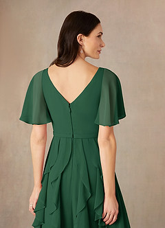 Azazie Watson Mother of the Bride Dresses Dark Green A-Line V-Neck Chiffon Dress image5