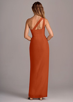 Azazie Tatianna Bridesmaid Dresses Burnt Orange Sheath One Shoulder Chiffon Dress image2