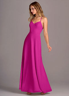 Azazie Mei Vestidos de damas de honor Vestido de Fucsia de Gasa de Corte en A image4