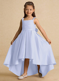 Azazie Kat Flower Girl Dresses Lavender A-Line Pleated Matte Satin Dress image3