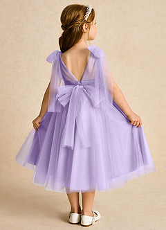 Azazie Dori Robe Demoiselle D'honneur Fillette Robe Trapèze en Tulle Rayé Lilas image1