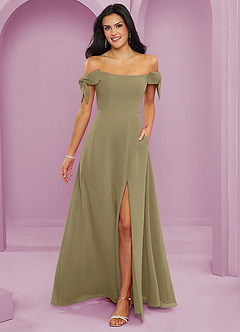 Barbie ♥ Azazie Bridesmaid Dresses Moss Green A-Line Off the Shoulder Chiffon Convertible Dress image1