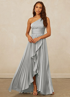 Christian Siriano Bridal for Azazie 1008 Bridesmaid Dresses Silver A-Line One Shoulder Stretch Satin Dress image5