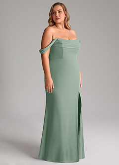 Azazie Saige Bridesmaid Dresses Silver Sage A-Line Off the Shoulder Chiffon Convertible Dress image12