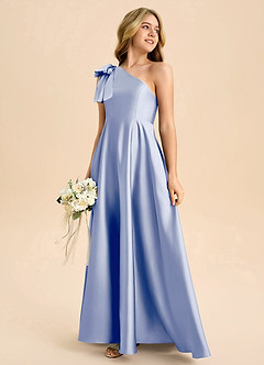 Azazie Penguin Junior Abito A-Line in Raso Elasticizzato Fiocco Ghiaccio image6