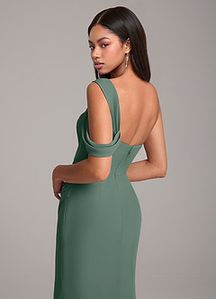 Azazie Wynter Bridesmaid Dresses Sea Moss Sheath One Shoulder Chiffon Dress image7